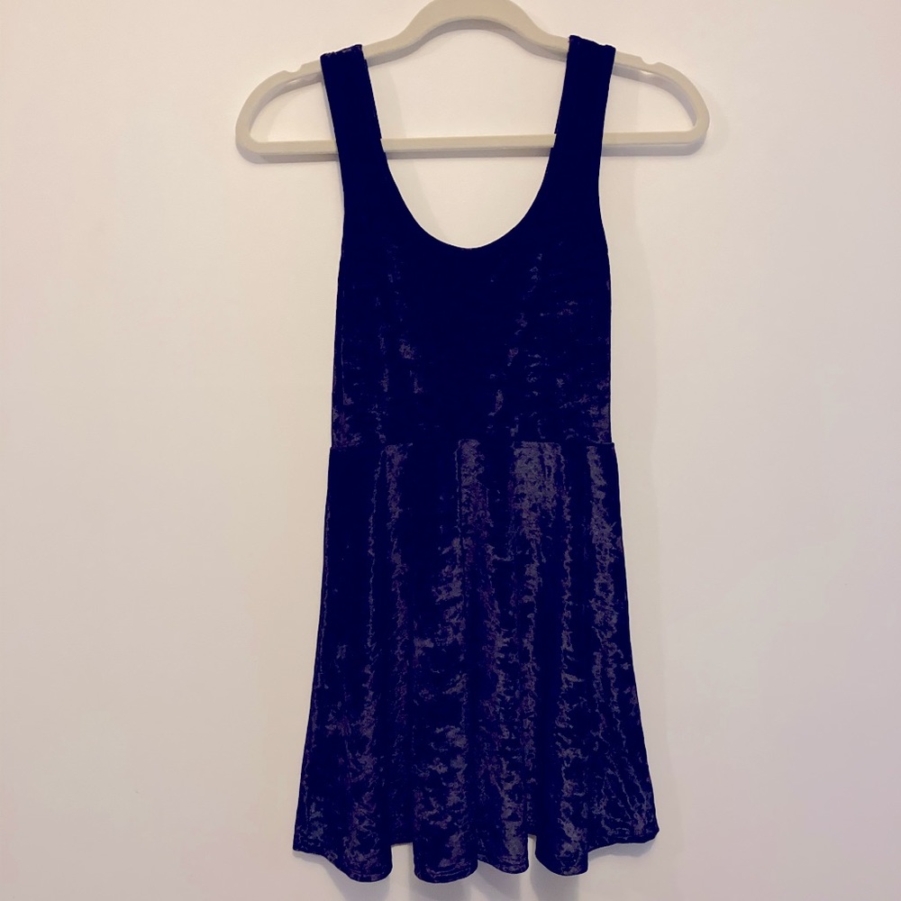 Topshop Black Crushed Velvet Dress - Fit and Flare